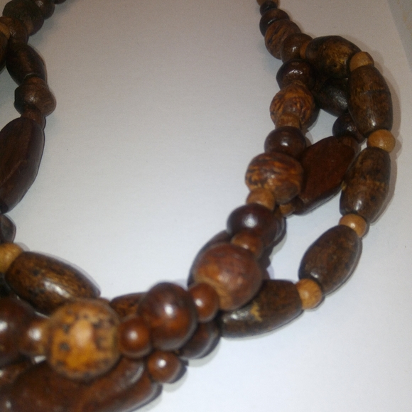 Wood Bead Multilayered Necklace - Picture 6 of 7